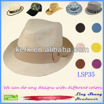 LSP35 Ningbo Lingshang Promotic Graceful Cream-colored Bowknot 100% Papier en paille cowboy hat